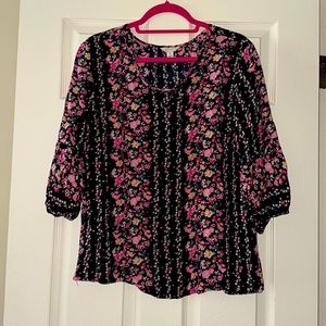Navy Floral Top